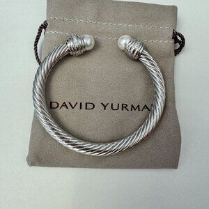 David Yurman Cable Classics Pearls and Diamonds 7mm Cable Cuff Bracelet
